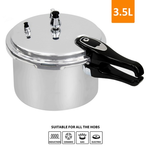 3/6/7 Litre Home Dual Handle aluminum Pressure Cooker Kitchen Catering Cookware - Picture 2 of 31