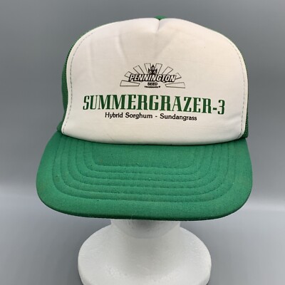 Vtg Pennington Seed Hat Summergrazer-3 Logo Mesh Foam Snap Back Trucker Farm Cap