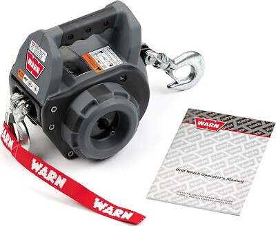 WARN 101570 Handheld Portable Drill Winch with 40 Foot Steel Wire Rope: 750 lb P