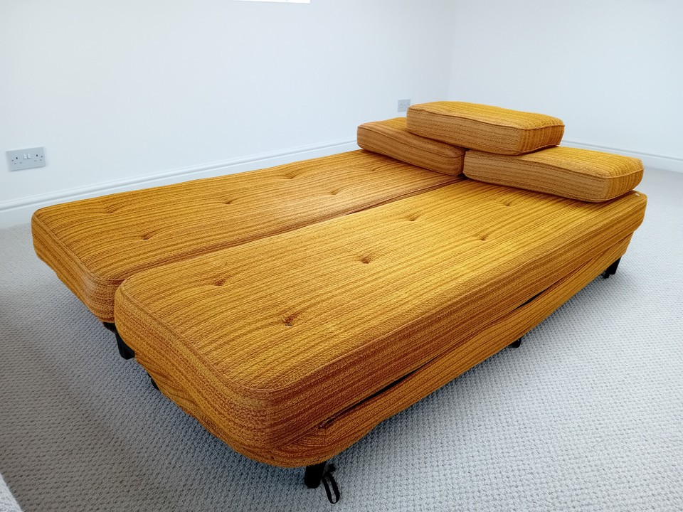 retro 60's settee in orange fabric converts to small double bed eBay