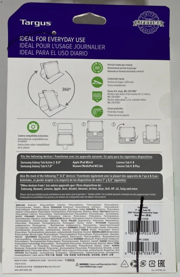 Estuche Universal Giratorio Targus Negro SafeFit 7 - 8.5" - Negro Modelo THZ78 Foto 2 de 2