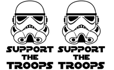Stormtrooper Support the Troops TWO vinyl decal Star Wars Alliance Rebels Empire