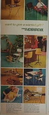 1967 Cosco mid-century furniture stools card folding table chairs high chair ad