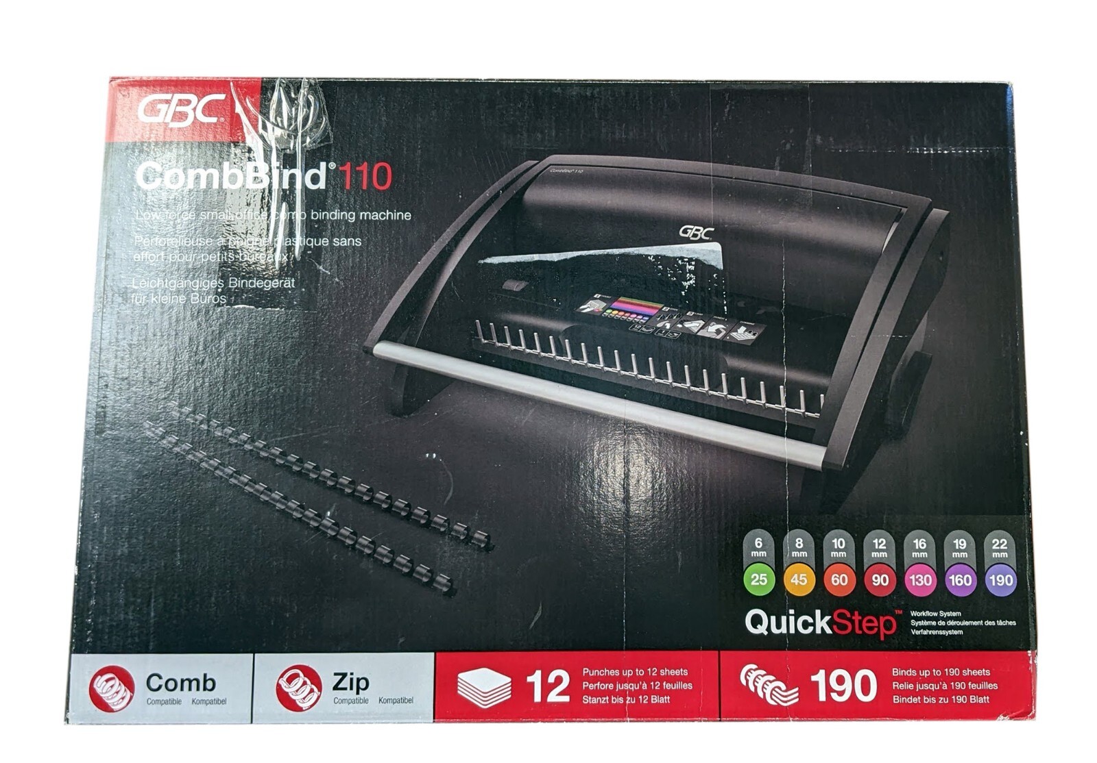 GBC CombBind C110 Binding Machine 12 Sheet Punch Capacity A4 Black OPEN ...