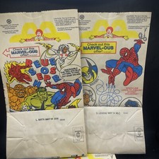 Lot Of 20 McDonald's MARVEL Super Hero Paper Bag Vintage HULK  SPIDERMAN 1999