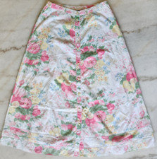 Vintage Lauren Ralph L 6 Petite Maxi Skirt White Floral Cottage Core Pink Yellow