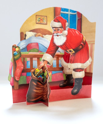 Weihnachtskarte 3D  Weihnachtsmann mit Umschlag zum Stellen - Ampersand Studio