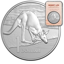 2024 Australia Kangaroo Desert Life Silver Coin - In Slab - 1 oz BU 82.98 per troy oz