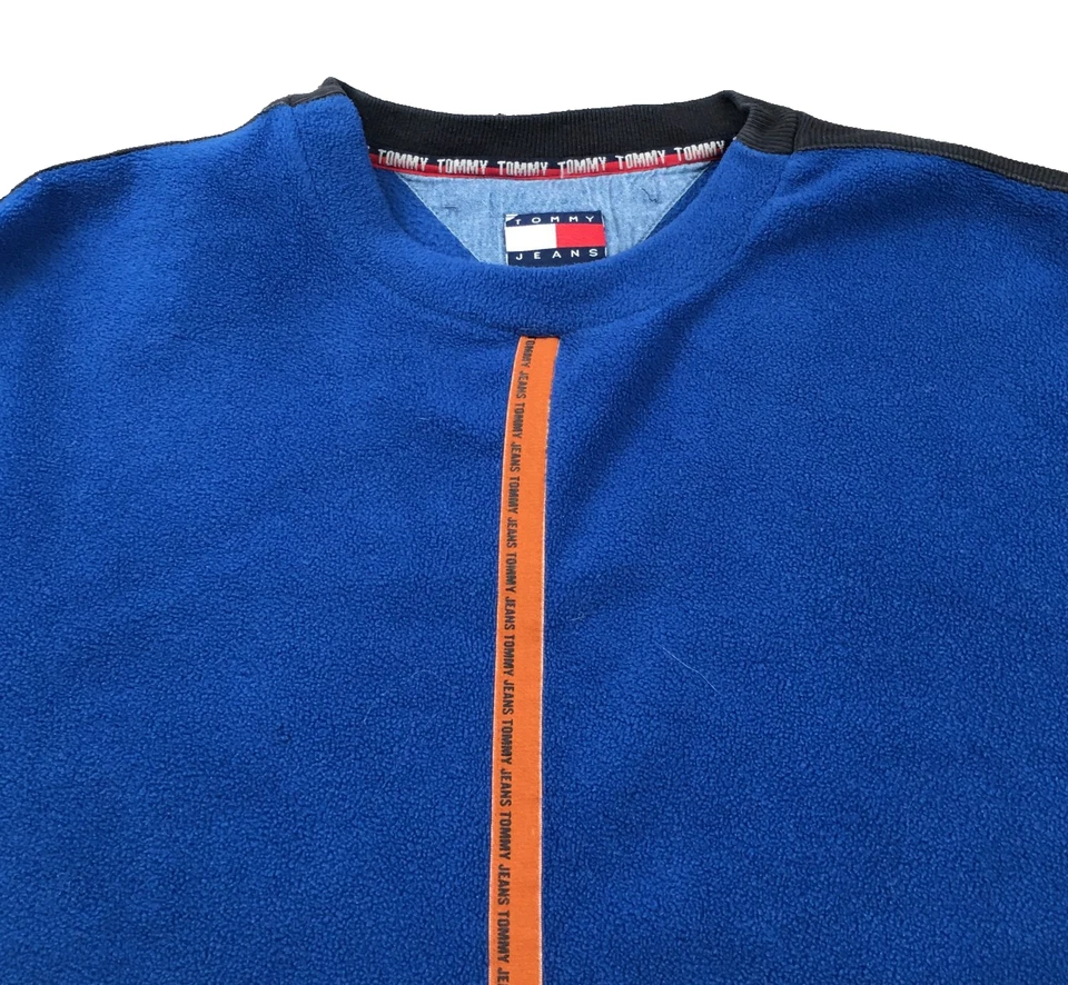 Tommy Jeans Mujer Pullover Polar Top Talla XL Azul Mangas 3/4 Logo Rayas Foto 2 de 4