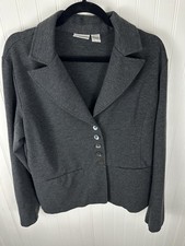 Chicos Ponte Knit Blazer Jacket Size 3/XL Gray 5 Button Casual Office Work