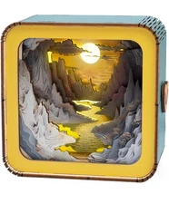 3D Wooden Puzzle Night Light - River Valley -LED Craft  DIY  Wood Bests Nature