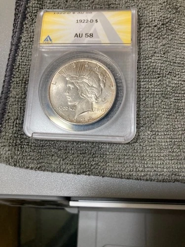 Peace Silver Dollar 1922-D AU 58 ANACS Graded