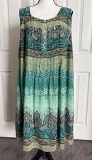 Dress Barn Woman’s Multicolor Bohemian Theme Sleeveless Lined Dress Size 24 EUC