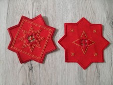 Hardanger Handarbeit Weihnachten 5 Anh&auml;nger Fensterbild NEU