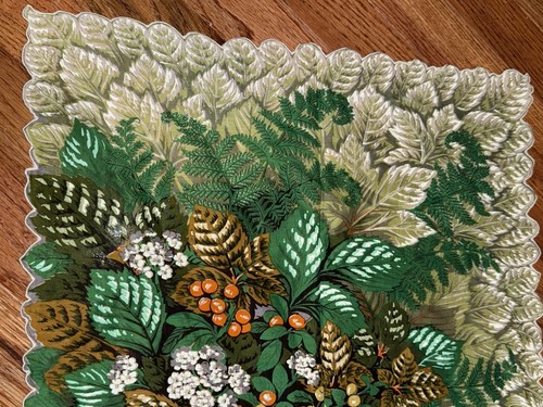 VTG VIVID COLORS Floral & Berries 16” Handkerchief Hankie Scalloped Edges Retro - Picture 14 of 24