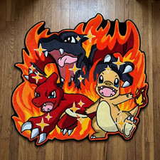 Charizard Family Rug Pok mon Anime Floor Mat Kids Room Decor Non-Slip Carpet