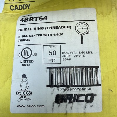 Nvent Caddy 4BRT20 1/4-20 Thread 4 Inch Diameter Bridle Ring, 50pcs | eBay