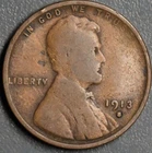 1913-S 1C LINCOLN WHEAT BRONZE CENT KM# 132 Grade:  VG+  A6987
