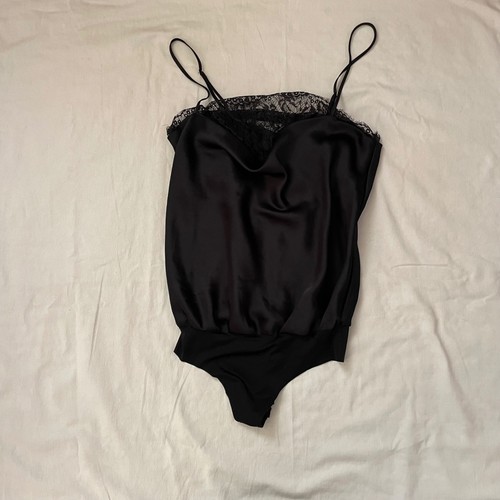 Victoria's Secret Bodysuit Size Small Black Lace Trim Lingerie Intimates Chemise