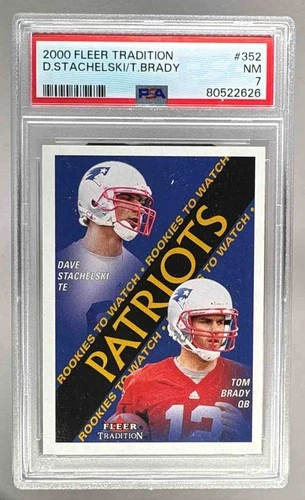 80522626 Tom Brady Dave Stachelski 2000 Fleer Tradition #352 Rookie RC PSA 7