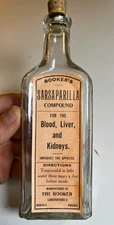 Antique Booker’s Sarsaparilla Medicine Bottle Label Norfolk Virginia Blood Liver