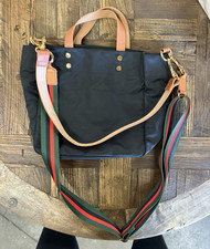 Boulevard Large Black Tote Zip Closure Leather Double Handles Detachable Strap