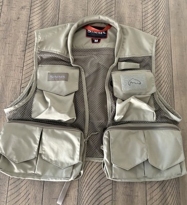 Simms Fishing Products M Vest Trubutary Mesh Fly Fishing Gray Pockets. Used