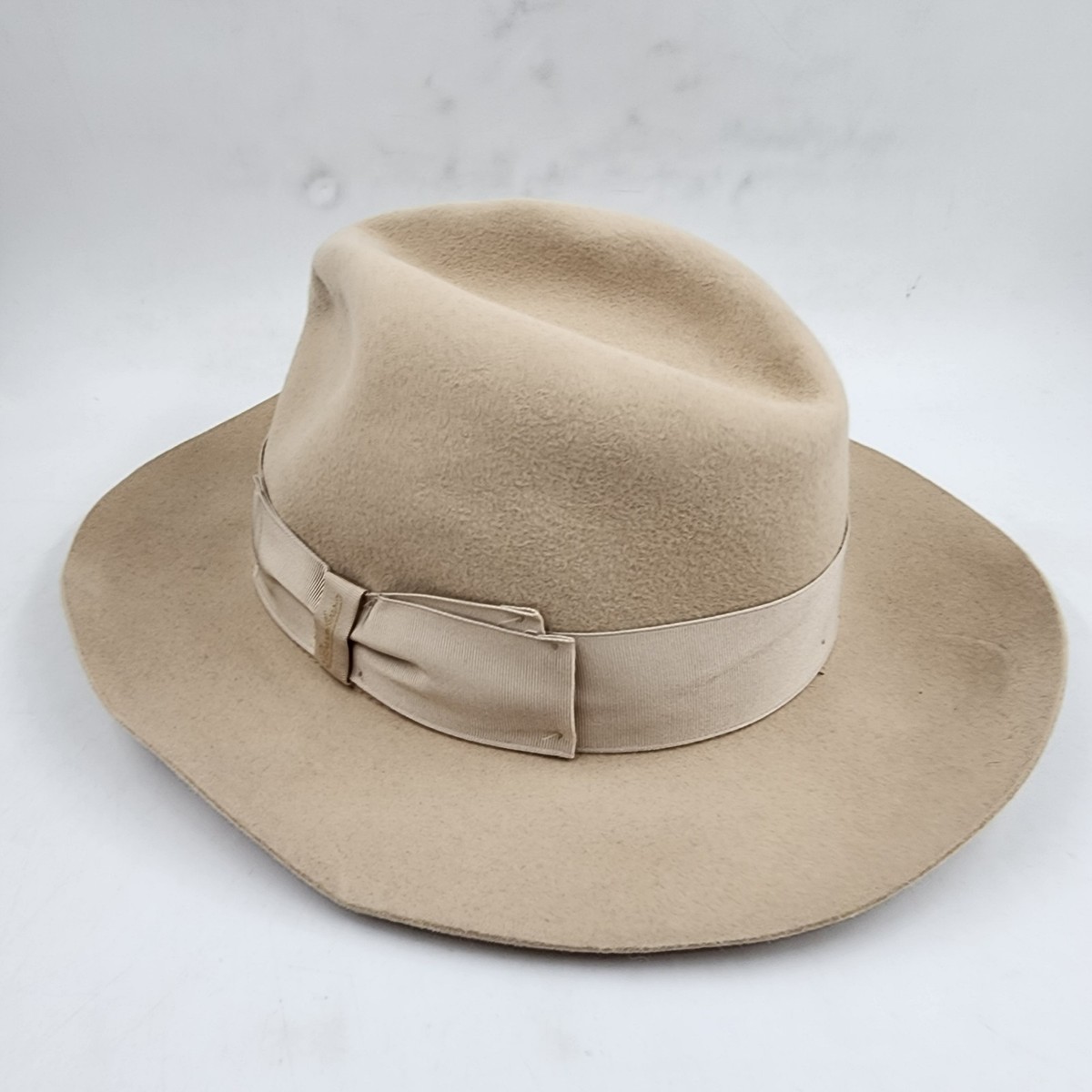 Borsalino Alessandria 1857 Fur Felt Fedora Hat Men's 60 Beige Wide
