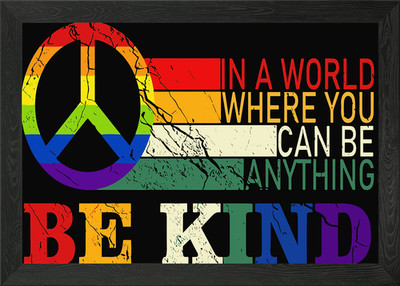 Be Kind Peace Rainbow Framed Wall Art Poster Canvas Print Picture