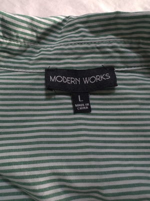 #ad #ad Modern Works Womens Top Shirt Blouse Size L Green Long Sleeve Buttons Stretch $20.00