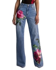 Alice and Olivia Chic High Rise Full Length Rose Print Jeans Size 28