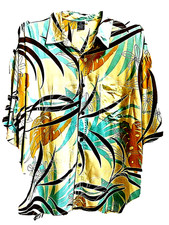 HIBISCUS HAWAII Floral Casual Button Up Men Shirt Size L Short Sleeve 100 Rayon