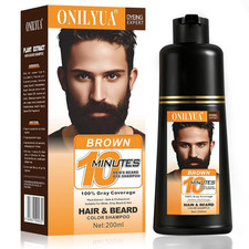 Beard Dye for Men, 10-Minute Instant Gray Coverage, 3 in 1 Brown Mens Beard  Mu