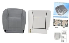  Gray Driver Side Bottom Replacement Leather Seat Cover & Seat Foam Cushion 