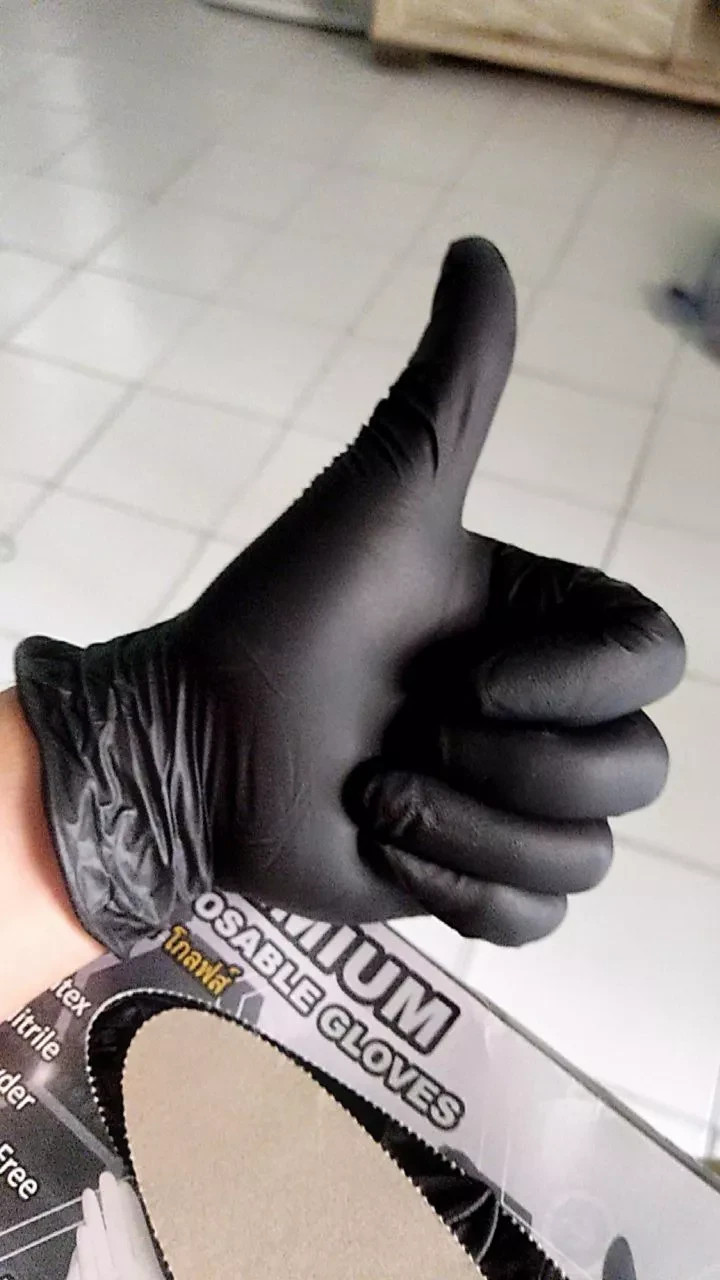 (200PCS) New Quality Nitrile Glove Powder Free / Black Thick / Size L