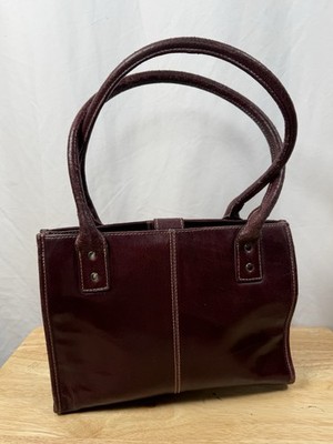 Tote Purse Burgundy Red Wilsons Leather Maxima Double Shoulder Straps Vintage