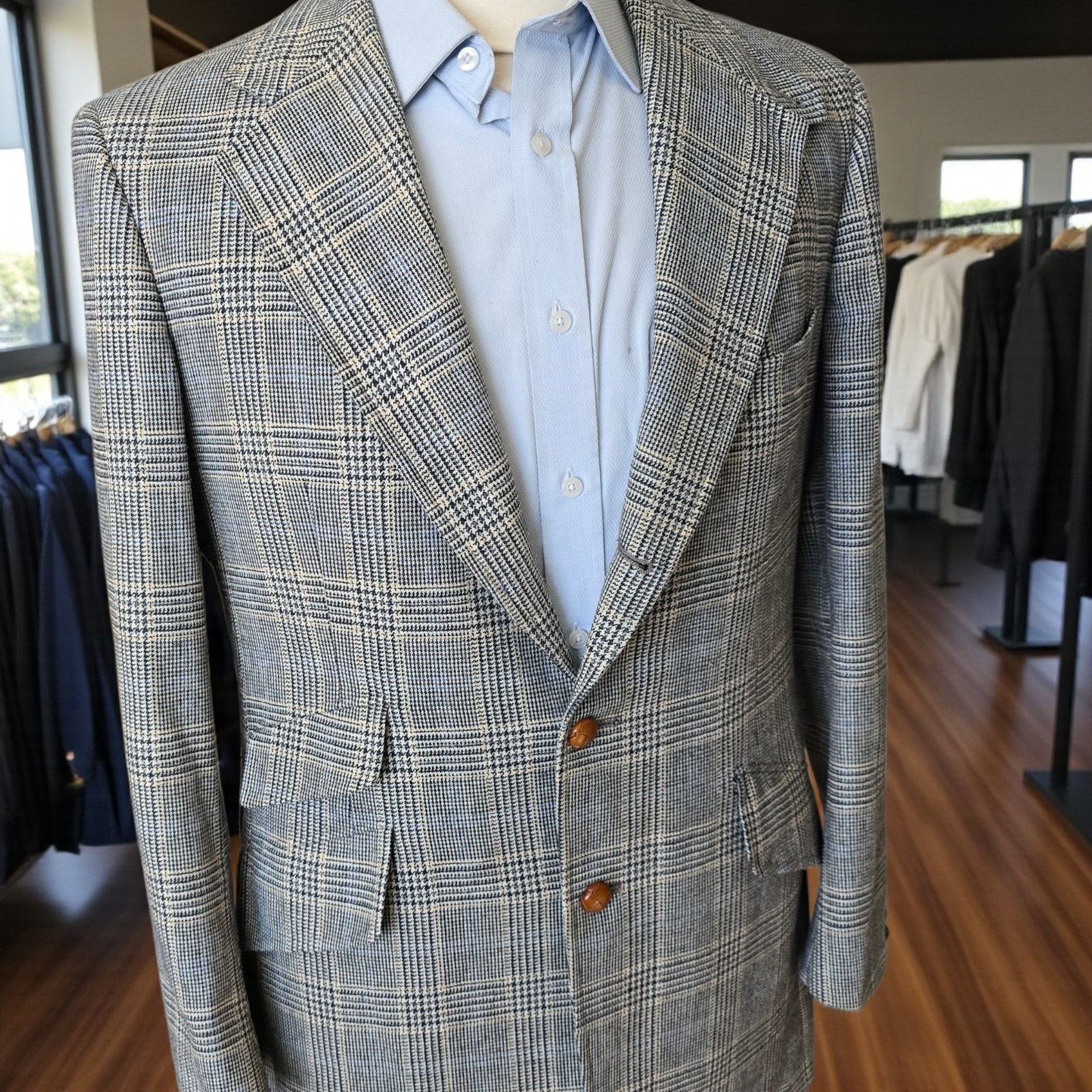 Vtg 1960s Chaps Ralph Lauren Blazer 40L Soft Tweed Three Roll Two Ticket Pocket