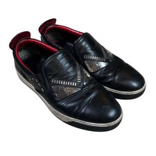 Fendi Monster Black Leather Metal Studded Spiked Slip-on Sneakers - 10 US