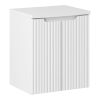 Waschtischunterschrank 50Cm Weiß Platte Badschrank Grifflos Gerillte Front