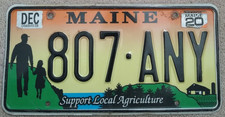 2020 Maine License Plate 807-ANY - Support Local Agriculture