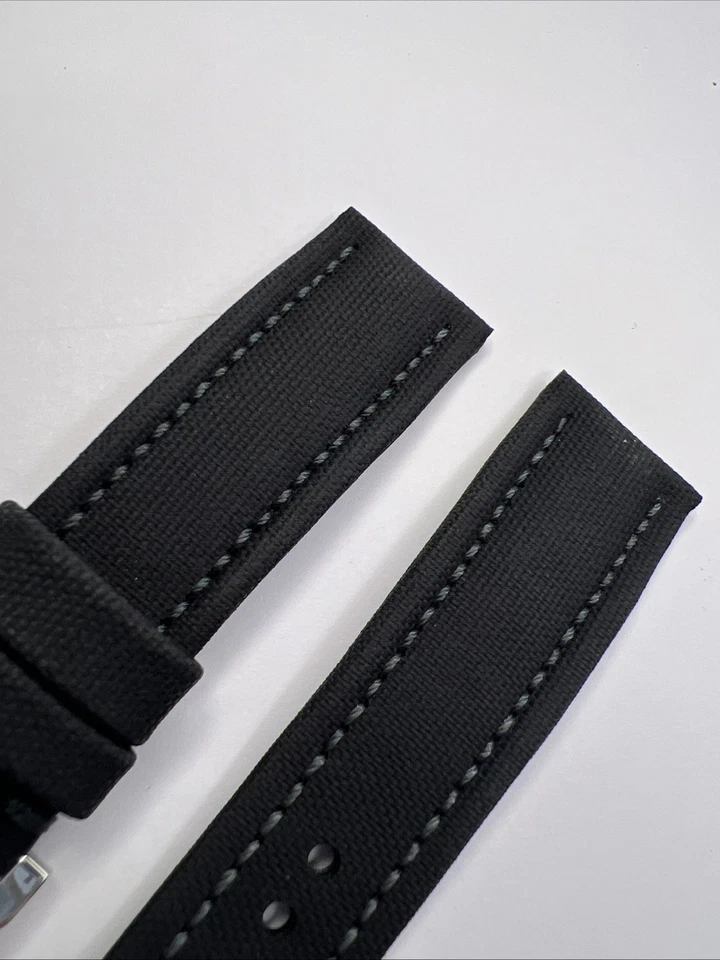 Auténtica correa de goma de tela gris oscuro Blancpain de 23 mm con espiga de acero de 20 mm Foto 4 de 4