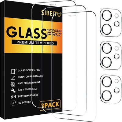 SIBEITU 3 Pack Screen Protector for iPhone 11 with 3 Pack Camera Lens Tempered G