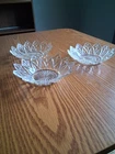 Set Of 3 Vintage Federal Glass 1950's Clear Glass Flower Petal Pattern Dish Bowl
