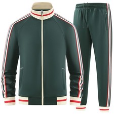 Men Tracksuits 2 Piece Outfits Long Sleeve Full Zip Sports Set Stand Up Colla...