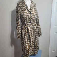 'S Max Mara Size 8 dress Italy silk button front collar longsleeve belt sheath