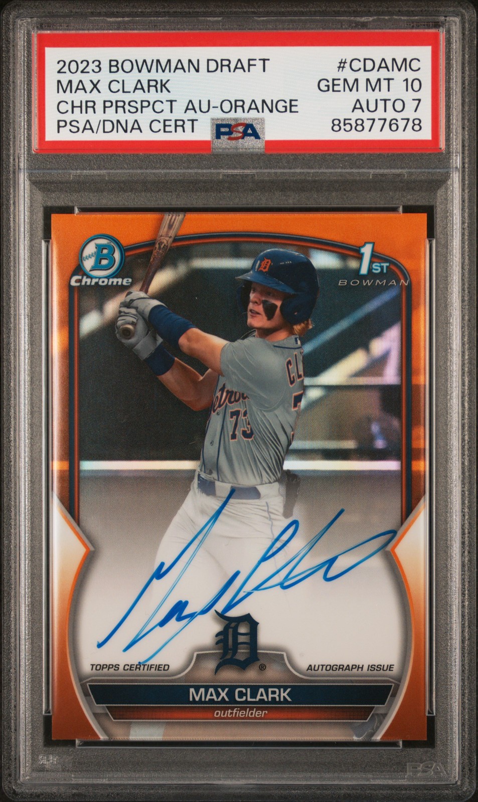 2023 BOWMAN DRAFT CHROME PRSPCT AUTO #CDAMC MAX CLARK 11/25 PSA 10 AUTO 7