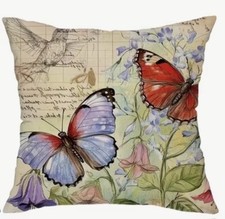 BUTTERFLY GARDEN Floral Meadow Throw Pillow Cover Holiday HOME Decor 18  