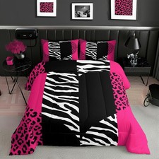 Leopard Zebra Print Comforter Set Full Size,Girls Pink Leopard Heart Bedding ...