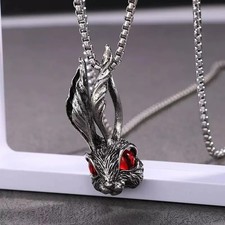 Vintage Gothic Red Eye Rabbit Pendant Necklace Punk Bunny Womens Jewelry