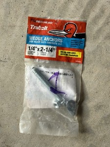 RedHead TruBolt Wedge Anchors 1/4"x2 1/4" For Heavy Duty Concrete Use